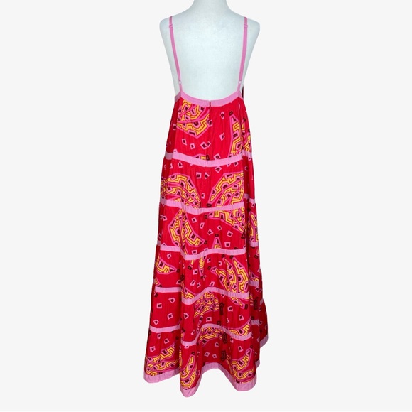 FARM Rio Red Tiki Bananas Tiered Maxi Dress Large NWT - Picture 7 of 15